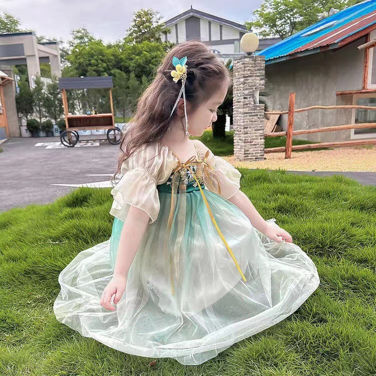 Elegant Short Sleeve Girls Ancient Chinese Traditional Hanfu Stage Performance Tang Suit  Kids' Hanfu Traditional Chinese Garments  - Image 3