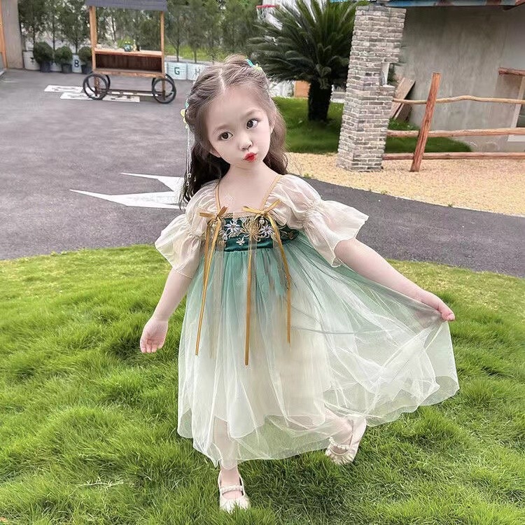 Elegant Short Sleeve Girls Ancient Chinese Traditional Hanfu Stage Performance Tang Suit  Kids' Hanfu Traditional Chinese Garments  - Image 5