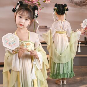 Girls' Hanfu Costume Summer Fairy Children's Ancient New Chinoiserie Dress Chinese Style Dress Kids' Hanfu Traditional Chinese Garments