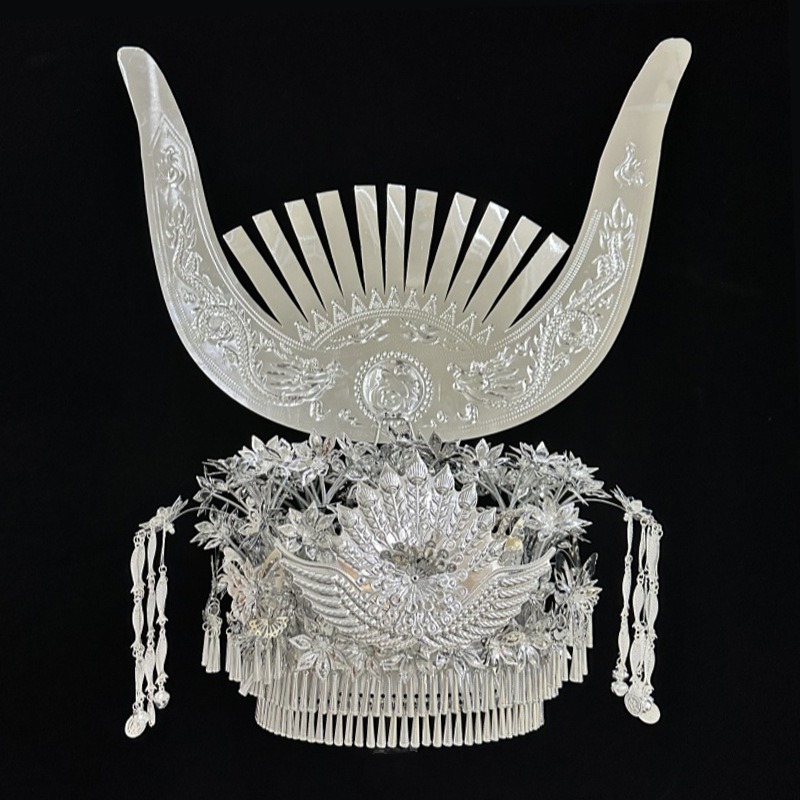 Alloy Metal Silver Miao Headwear Minority Hats Chinese Traditional Dance Wear Stage Performance Accessories - Image 3
