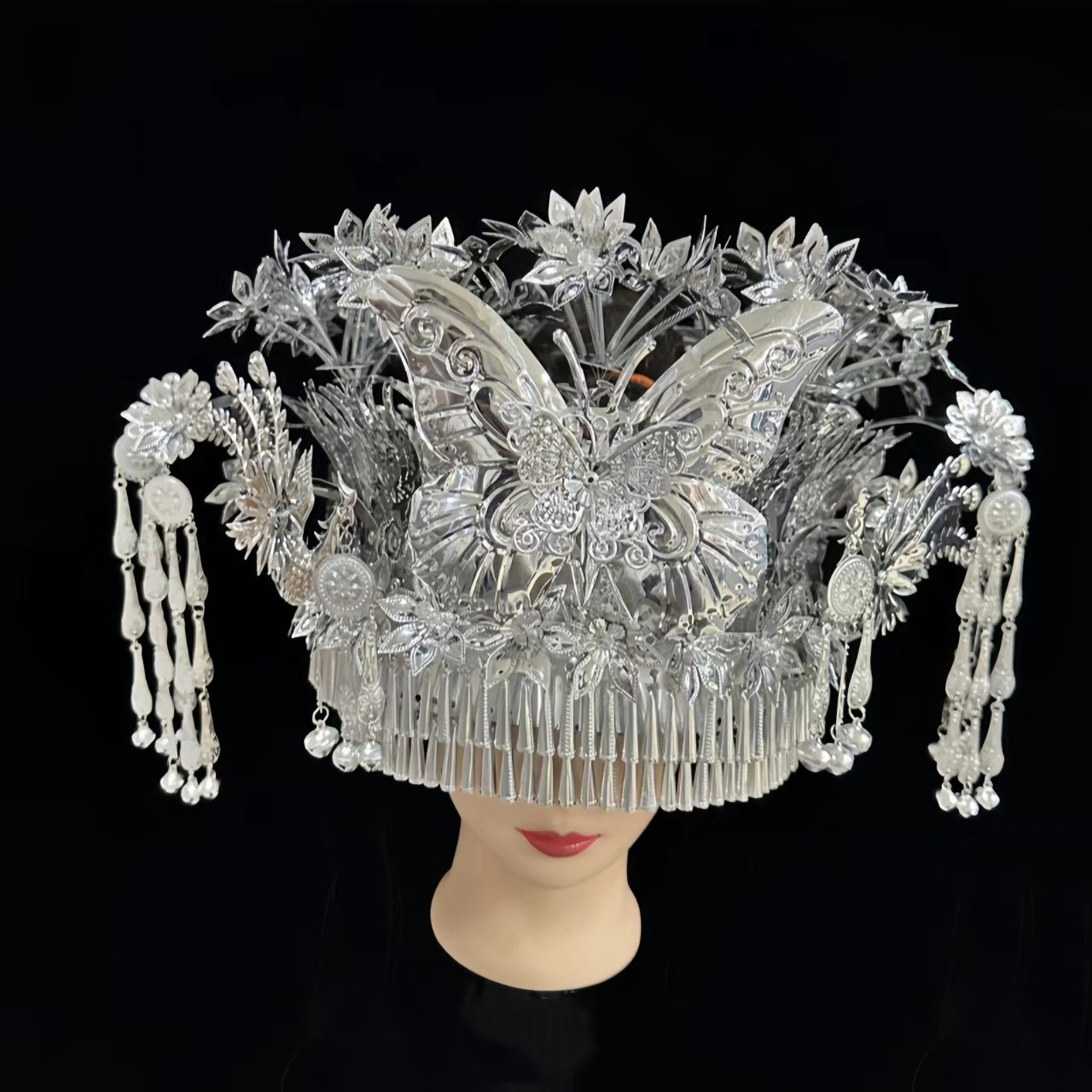 Alloy Metal Silver Miao Headwear Minority Hats Chinese Traditional Dance Wear Stage Performance Accessories - Image 2