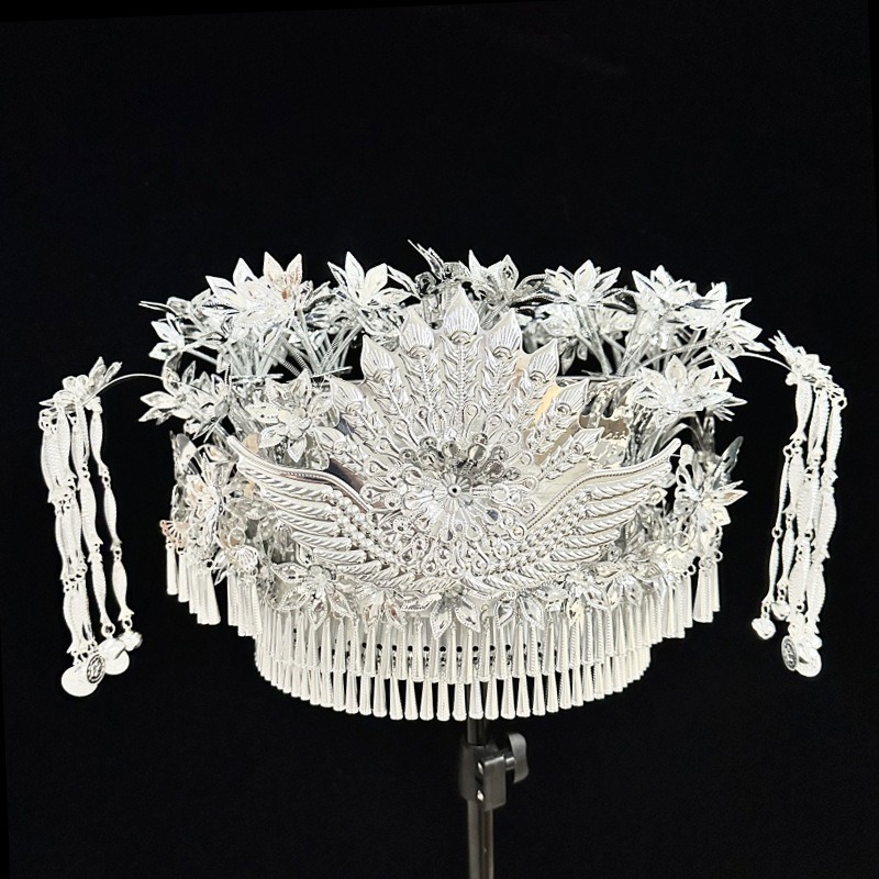 Alloy Metal Silver Miao Headwear Minority Hats Chinese Traditional Dance Wear Stage Performance Accessories - Image 4
