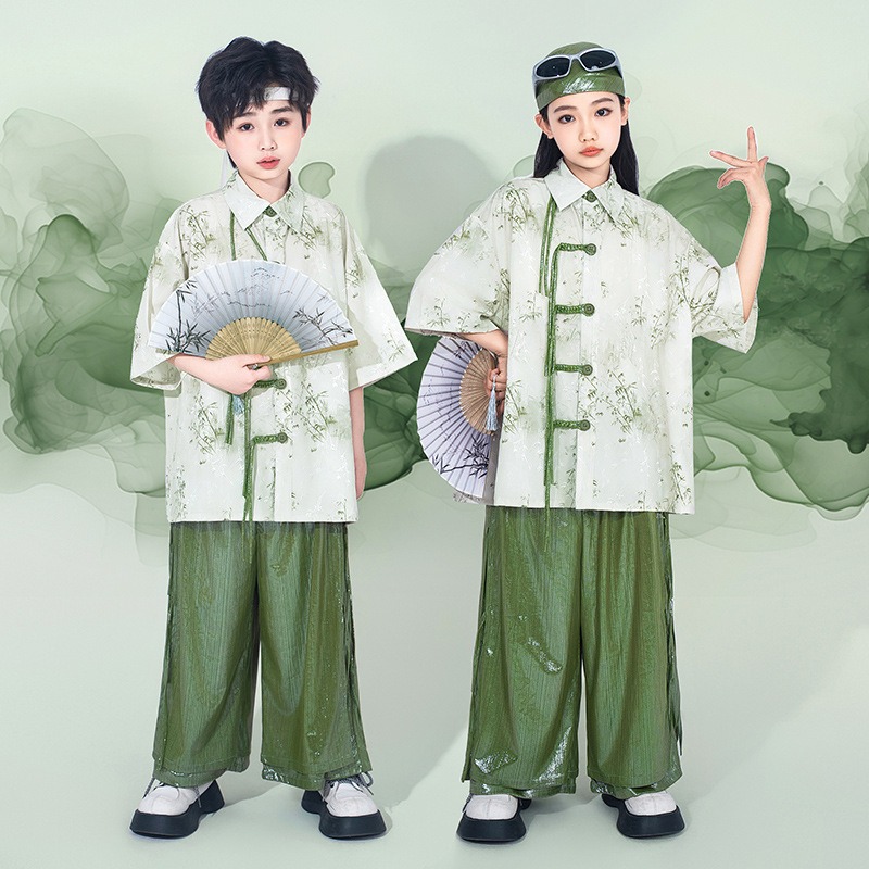 Boy and Girl Hip Hop Design Hanfu for Children Pigeon Pair Kids' Hanfu Customize Logo or Print Personal Name - Image 4
