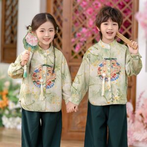 Kids Ancient Chinese Hanfu Suit Vinatge Traditional Support Customize  Embroidery Name For children