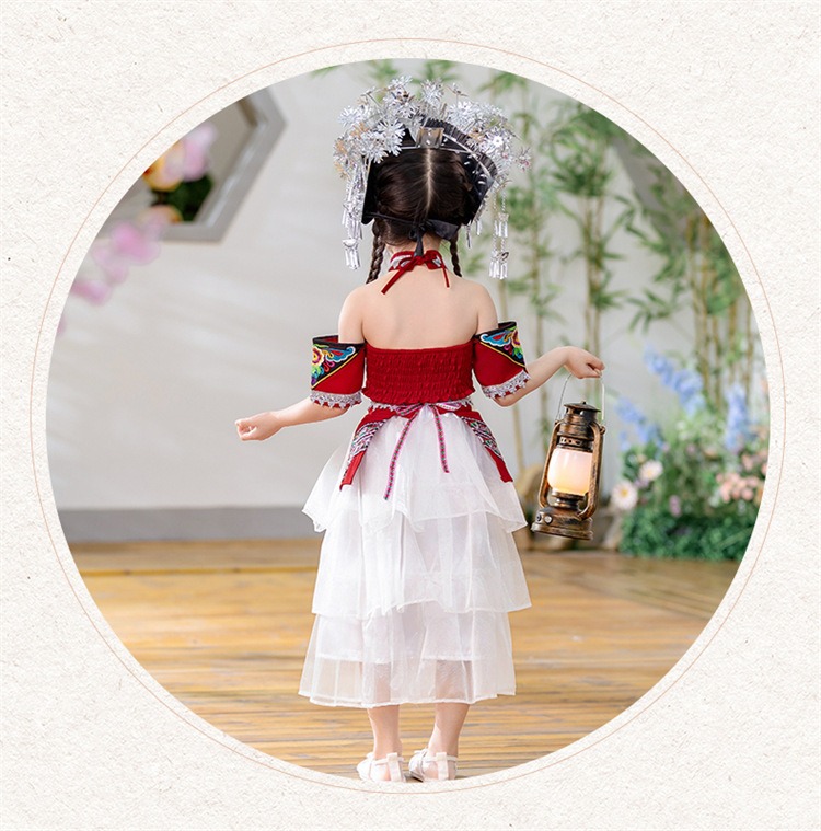 Traditional Ethnic Minorities Clothing Set Female Zhuang Zu Clothing Red deisgn the zhuang nationality dress - Image 8